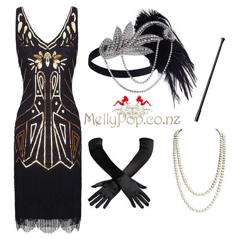Gatsby beaded dress & Accessories