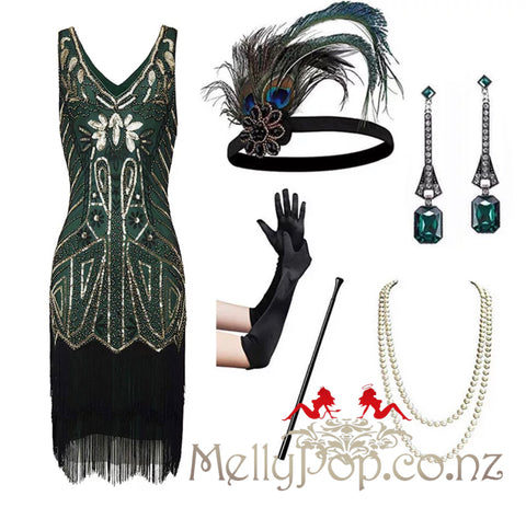 Gatsby beaded dress & Accessories