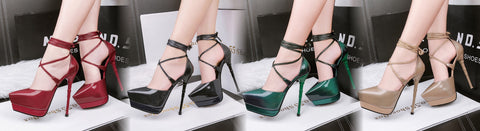 Pointed Stiletto lace up Pumps
