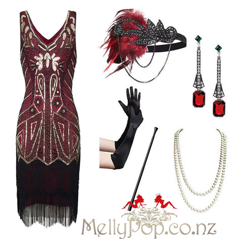 Gatsby beaded dress & Accessories