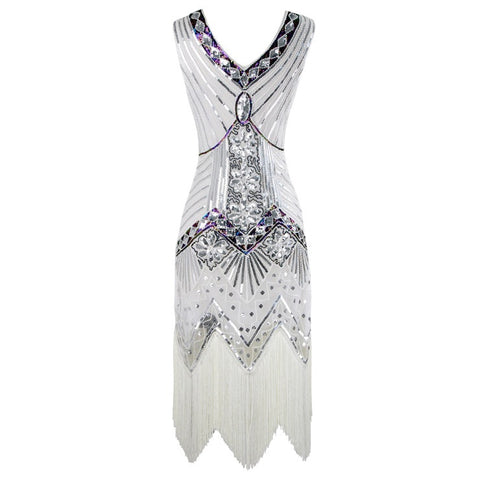 White Gatsby style beaded dress