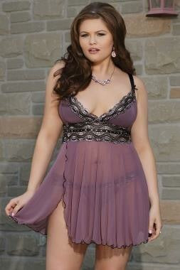 Purple lace trimmed baby doll