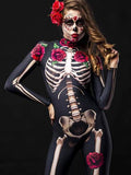 Sugar skull bodysuit-Red rose