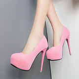 Suede look Round toe platform pumps