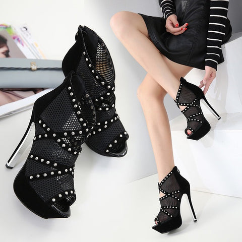 Hollow Out Peep Toe High Heels