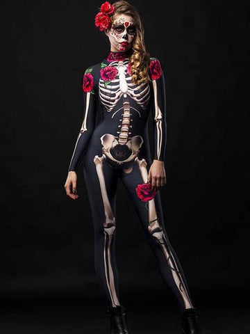 Sugar skull bodysuit-Red rose