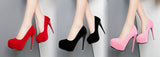 Suede look Round toe platform pumps