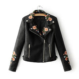 Spring Flower PU Jacket (Black, Pink)