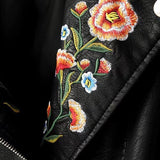 Spring Flower PU Jacket (Black, Pink)