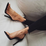 Chic Black and PVC Woman Sandals