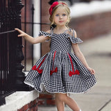 Red Bow, Plaid Girls Dress