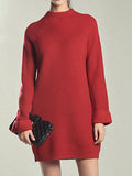 Winter Long Sleeve Sweater Dress Red, Whit & Black