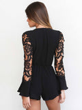 Lace sleeve V-Neck Tie Playsuit